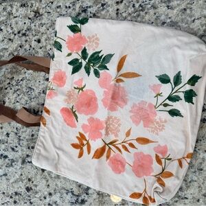 Minted Floral Canvas Tote Bag - Pink and Green used